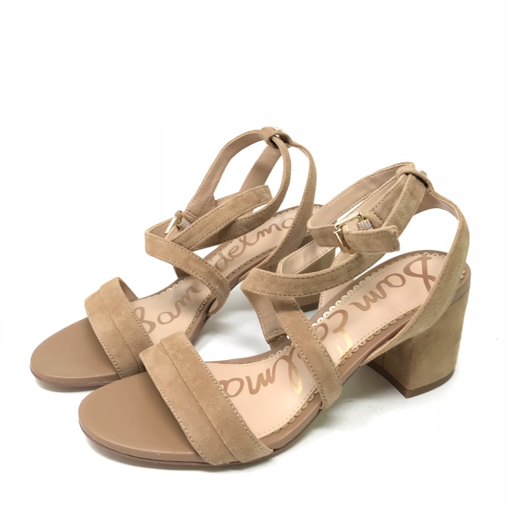 Sam Edelman Sammy Block Heel Sandals Camel Suede - Picture 4 of 8